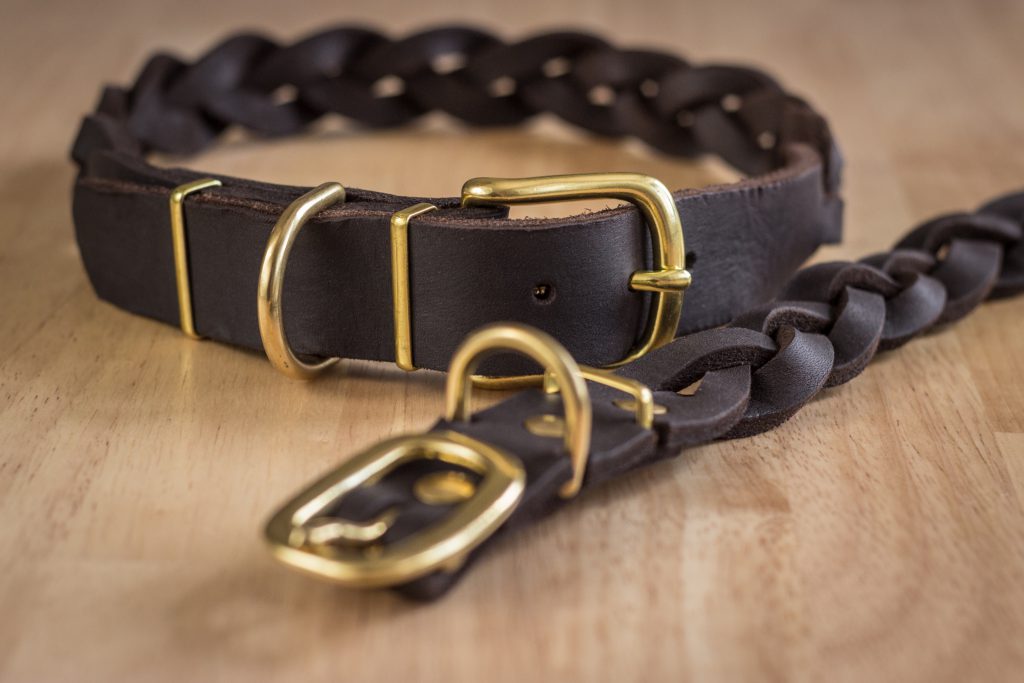 Hundehalsband geflochten – Leder